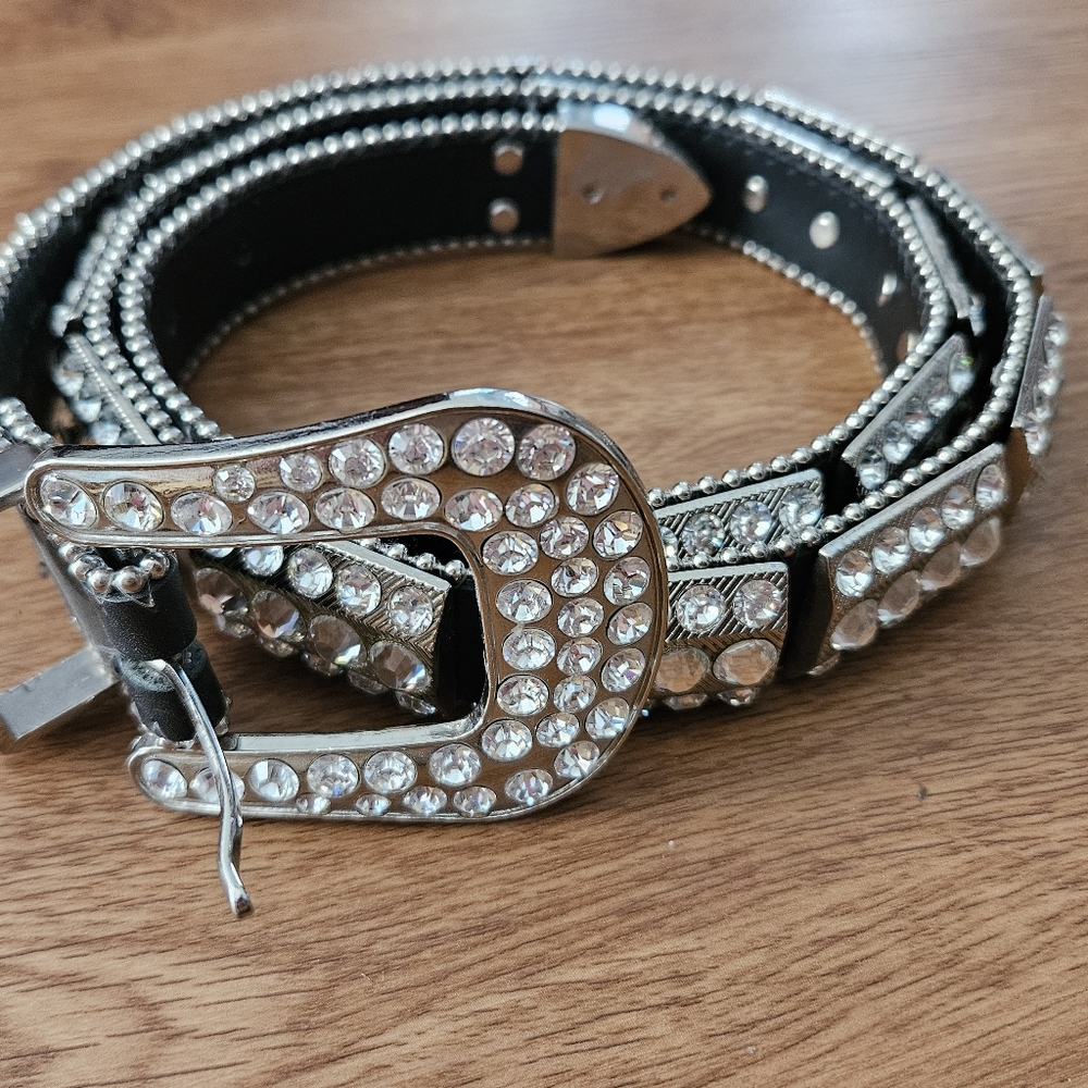 Christine Alexender Black Crystal-Studded Women's Belt - Fashion Accent